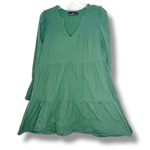 Tuckernuck Pomander Place Green Ceci Smocked Tiered Mini Dress Women’s Size M - Picture 5 of 11